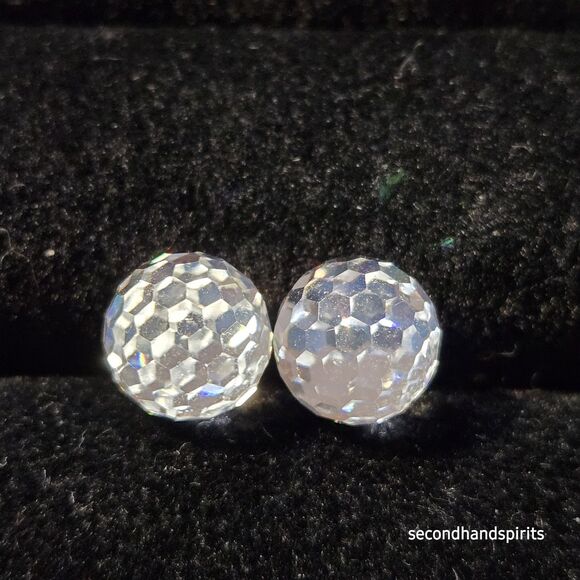 Disco Ball Stud Earrings, Crystal Studs, made with Crystal Elements - Picture 2 of 5